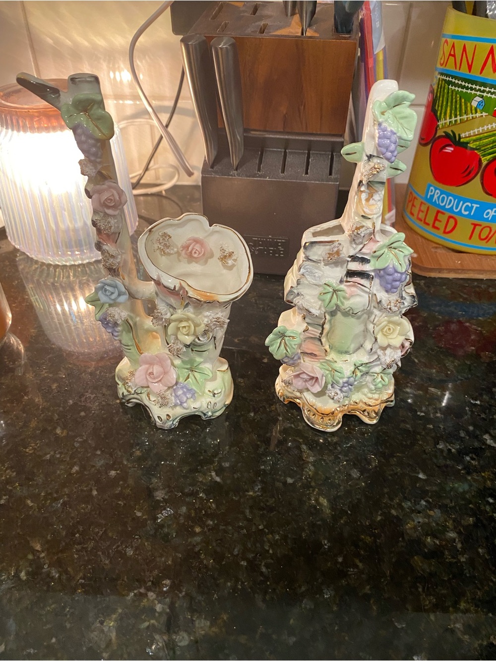 Decorative Porcelain Floral Vases in Pastel Colors - Brand Unspecified